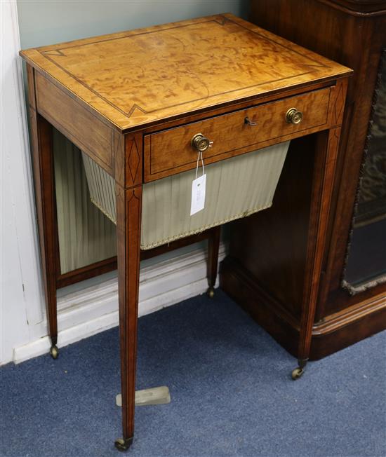 A George III satinwood work table W.49cm
